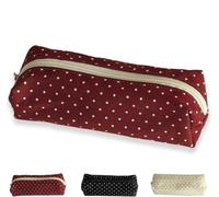 Cute Polka Dot Crayon Case Éthétique Crayons Sac | Y2K Grand Capacité Crayons Case Vintage Stylo Crayon Sac Maquillage Sacs Cute Fournitures-Rouge