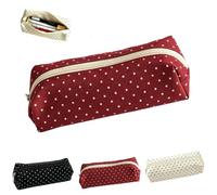 Cute Polka Dot Pencil Case Aesthetic Pencils Pouch,Chic Simple Design | Large Capacity Soft Pencil Case,Vintage Pen Pencil Makeup Pouchs with Zipper,Easy-Care Canvas,Multi-Purpose Functionality