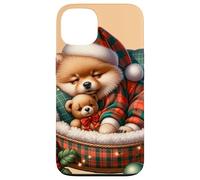 Cute Pomeranian Puppy for Pom Mom Dog Lover Cozy Christmas Coque pour iPhone 13