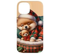 Cute Pomeranian Puppy for Pom Mom Dog Lover Cozy Christmas Coque pour iPhone 14