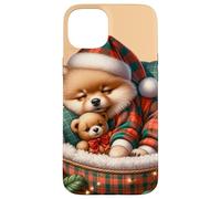 Cute Pomeranian Puppy for Pom Mom Dog Lover Cozy Christmas Coque pour iPhone 15 Plus