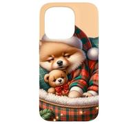 Cute Pomeranian Puppy for Pom Mom Dog Lover Cozy Christmas Coque pour iPhone 15 Pro