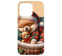Cute Pomeranian Puppy for Pom Mom Dog Lover Cozy Christmas Coque pour iPhone 15 Pro Max