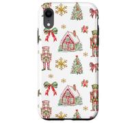 Cute Preppy Christmas Bows Trees and Nutcracker Pattern Coque pour iPhone XR