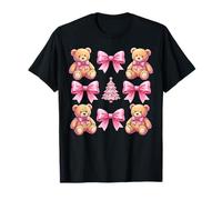 Cute Preppy Christmas Tree Bear Pink Bow Girl Daughter Xmas T-Shirt
