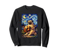 Cute Pug Dog Playing Guitar Whimsical Art Music Camping Sweatshirt
