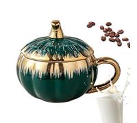 Cute Pumpkin Ceramic Cup With Cover And Spoon For Coffee Milk Soup