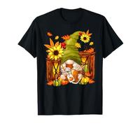 Cute Pumpkin Spice GNOME and Autumn Leaves Pattern for Fall T-Shirt