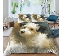 Cute Puppy Parure de Lit Microfibre résistante 3 pièces 3D Imprimée Léger Peinture Style de Art Housse de Couette avec Taie d'oreiller Entretien Facile for Ado Single（135x200cm）