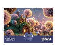 Cute Rabbit Carrying Small Basket 1000 Piece Découpe Précise Puzzle Whimsical Hilltop House Amusant Jigsaw Jouet Éducatif pour Amis 52x38cm/1000pcs