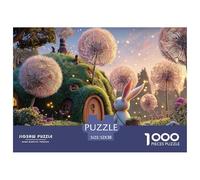 Cute Rabbit Carrying Small Basket 1000 Pièces Puzzles Whimsical Hilltop House Défiant Et Éducatif Puzzle pour Adultes Jeu Créatif 52x38cm/1000pcs
