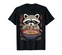Cute Raccoon Eating Ramen Funny Food Lover Art T-Shirt
