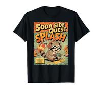 Cute Raccoon Gamer Retro Comic Console Funny Soda Jeu vidéo T-Shirt