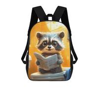 Cute Raccoon Reading Newspaper Toilet Funny Sacs À Dos Pour Enfants, Sac À Dos Scolaire, Sac À Dos Imprimé En 3D Pour Enfants, Sac À Dos De Voyage, Sac À Livres, Sac D'école Pour Enfants 17inch