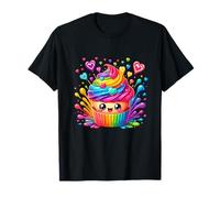 Cute Rainbow Cupcake Kawaii Anime Visages Cœurs T-Shirt