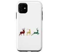 Cute Reindeers Buffalo Plaid Snowflakes Green Red Golden Coque pour iPhone 11