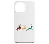 Cute Reindeers Buffalo Plaid Snowflakes Green Red Golden Coque pour iPhone 13 Pro Max