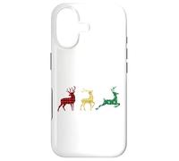 Cute Reindeers Buffalo Plaid Snowflakes Green Red Golden Coque pour iPhone 17