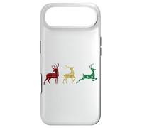 Cute Reindeers Buffalo Plaid Snowflakes Green Red Golden Coque pour iPhone Air