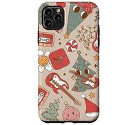 Cute Retro Christmas Pattern Tree Smiling Groovy Music Beige Coque pour iPhone 11 Pro Max