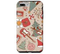 Cute Retro Christmas Pattern Tree Smiling Groovy Music Beige Coque pour iPhone 7 Plus/8 Plus