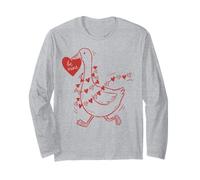 Cute Romantic Goose Heart Love Manche Longue