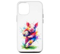 Cute Rugby Pig Running with Ball Coque pour iPhone 12/12 Pro