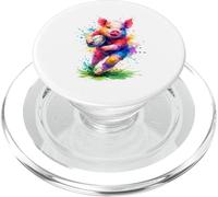 Cute Rugby Pig Running with Ball PopSockets PopGrip pour MagSafe