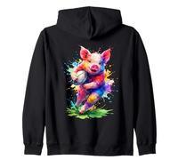 Cute Rugby Pig Running with Ball Sweat à Capuche