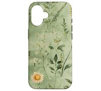 Cute Sage Green Floral Wildflower Floral Botanical Flowers Coque pour iPhone 16