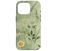 Cute Sage Green Floral Wildflower Floral Botanical Flowers Coque pour iPhone 16 Pro