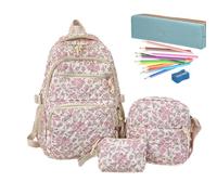 Cute School Backpack - Floral Bookbag Set With Sling Bag For Travel | Floral Backpack Set Offers Organized Storage For School, College, Commuting, Travel, And Everyday Outdoor Activities