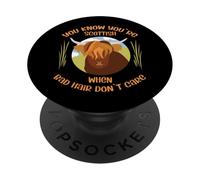 Cute Scottish Highland Cow - Bad Hair Don´t Care PopSockets PopGrip Adhésif