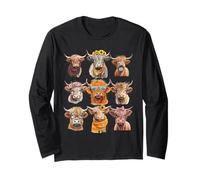 Cute Scottish Highland Cow Pattern for Teacher Cow Lovers Manche Longue