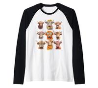 Cute Scottish Highland Cow Pattern for Teacher Cow Lovers Manche Raglan