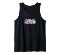 Cute Sea Turtle Pink Green Hibiscus Flowers Hawaiian Mandala Débardeur