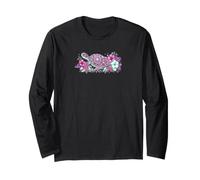 Cute Sea Turtle Pink Green Hibiscus Flowers Hawaiian Mandala Manche Longue