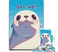 Cute Seal Get Up Illustration Puzzle en Bois 500 pièces, Activité Adulte | Le tri par couleurs et formes - un montage clair zone par zone pendant une soirée calme.