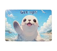 Cute Seal Get Up Illustration Tapis 150 x 100 cm, Doux et Antidérapant | Tapis imprimé à poils courts avec surface douce; améliore l'adhérence sur les sols secs adaptés; pour chambre et salon