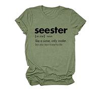 Cute Seester Like A Sister Only - Hauts refroidisseurs pour femmes - Imprimé lettres - T-shirts amples décontractés d'été à manches courtes - Coupe ample - Tendance - Printemps 2026 - Pour sortir