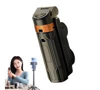 Cute Selfie Stick Tripod, Black Phone Holder Tripod, 360° Rotating Four Axis Wireless Remote Selfie Stand, Portable Lightweight Alloy Extendable, White, 11x6cm