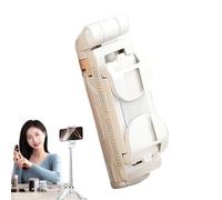 Cute Selfie Stick Tripod, Black Phone Holder Tripod, 360° Rotating Four Axis Wireless Remote Selfie Stand, Portable Lightweight Alloy Extendable, White, 11x6cm