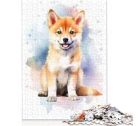 'Cute Shiba Inu Dog Puppy Puzzles 1000 Pièces Cadeau Unique Jeu Éducatif Défi Jouet À De Qualité Supérieure Peinture Art pour Adultes Et Enfants À Partir De 14 Ans 1000pcs (75x50cm)