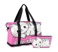 Cute Shoes Take Them Off Cartoon Cute Funny White Cat Travel Duffel Bags Gym Bag with Toiletry Bag for Yoga Lot de 2, chaussures mignonnes les enlever dessin animé mignon drôle chat blanc, 1 size