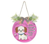 Cute Shoes Take Them Off Cartoon Cute Funny White Dog Decorative Bathroom Door Sign Seasonal Sign for Front for Spring Summer Fall Winter Holiday Halloween Christmas Easter Decor