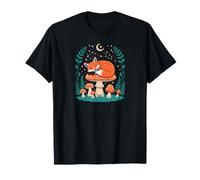 Cute Sleeping Fox Moon Landscape Nature Wild Forest Red Fox T-Shirt