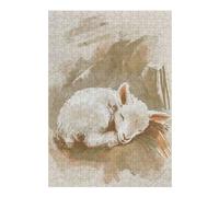 Cute Sleeping Lamb Nursery Illustration Puzzle en Bois, 300 pièces | Cadeau puzzle - présent du Nouvel An avec activité d'intérieur le w nd.
