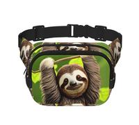 Cute Sloth Fitness Sac à bandoulière de voyage, sac banane tendance et décontracté, sac banane carré double couche, noir, taille unique, Noir/blanc, One Size