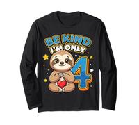 Cute Sloth I'm 4 Funny Fourth Birthday Manche Longue