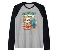 Cute Sloth I'm 4 Funny Fourth Birthday Manche Raglan